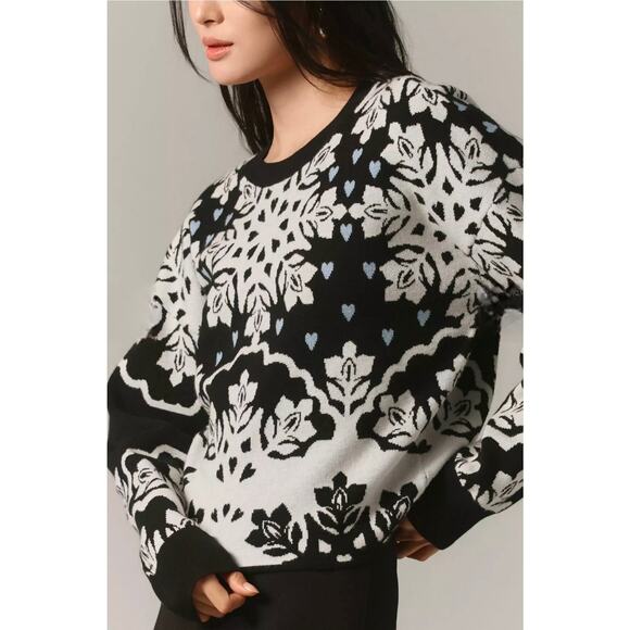 Maeve by Anthropologie Floral and Hearts Crewneck Sweater. Ret. $98 - Picture 2 of 8